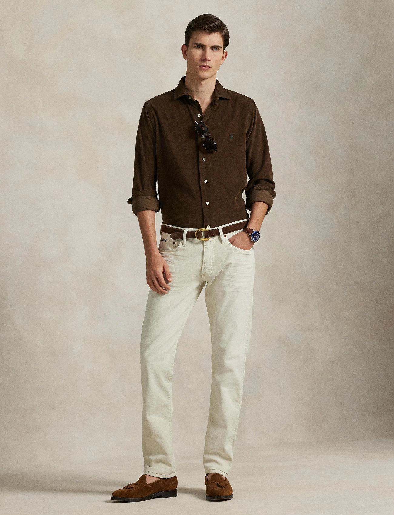 Polo Ralph Lauren Slim Fit Corduroy Shirt, L, Brown, Shirts > Corduroy Shirts, Herre