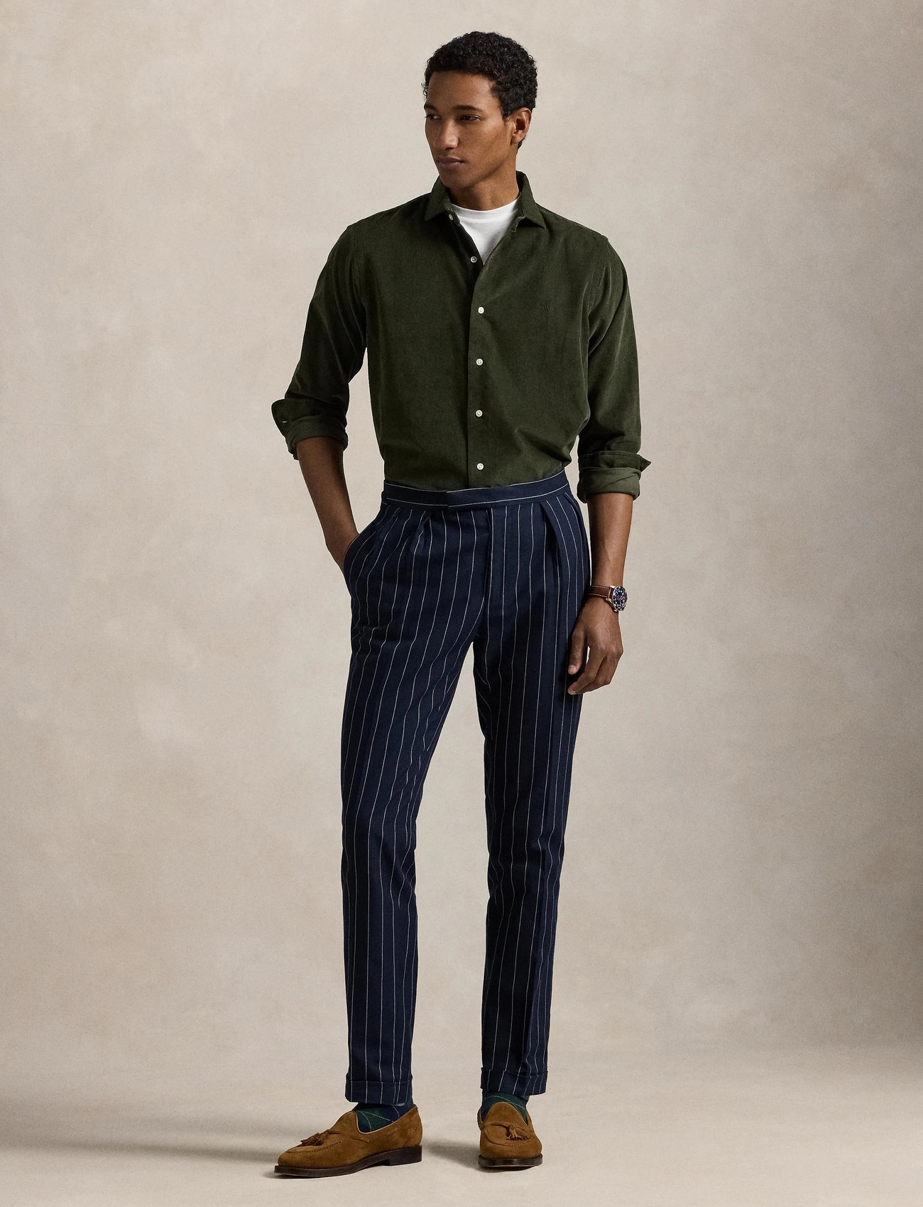 Polo Ralph Lauren Slim Fit Corduroy Shirt, M, Green, Shirts > Corduroy Shirts, Herre