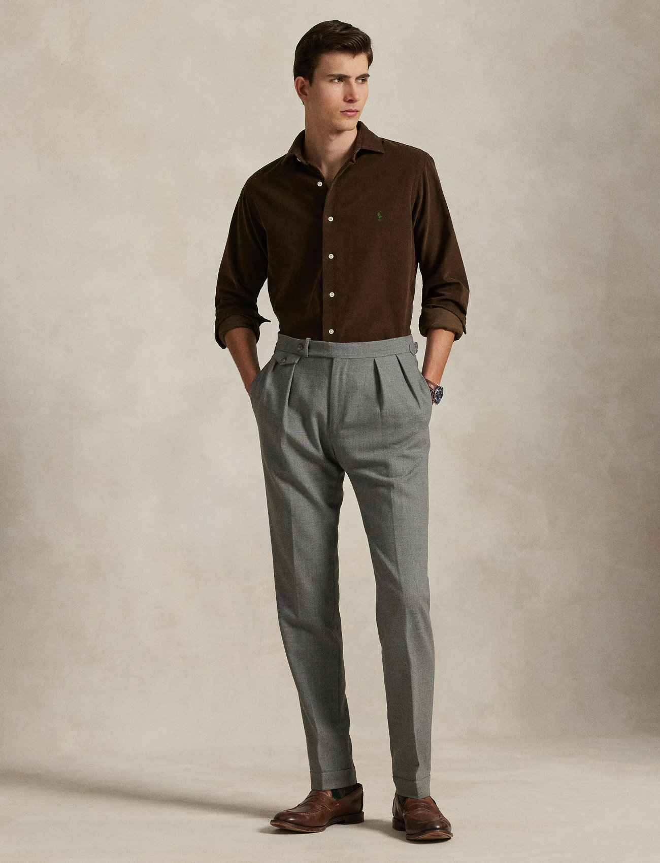 Polo Ralph Lauren Custom Fit Corduroy Shirt, S, Brown, Skjorter > Afslappet Shirts, Herre