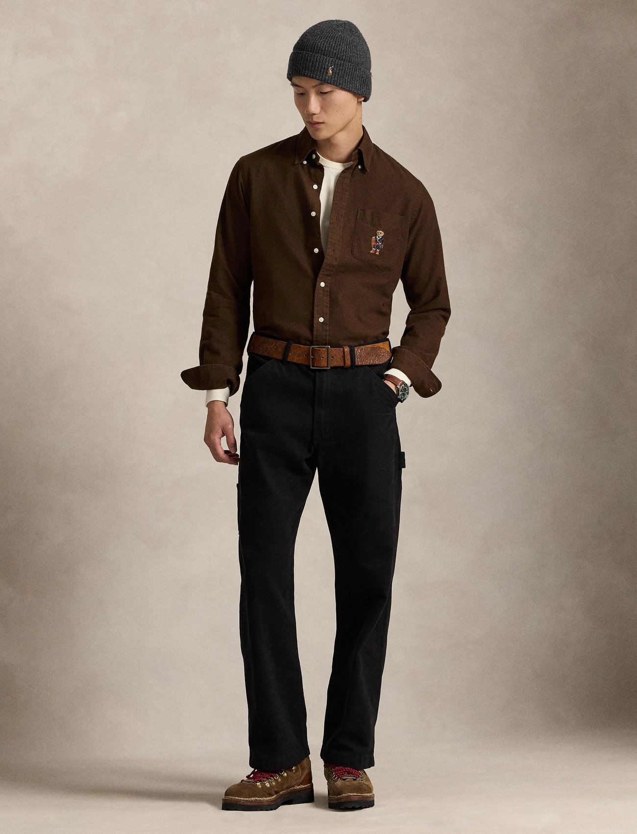 Polo Ralph Lauren Custom Fit Polo Bear Oxford Shirt, S, Brown, Shirts > Oxford Shirt, Herre