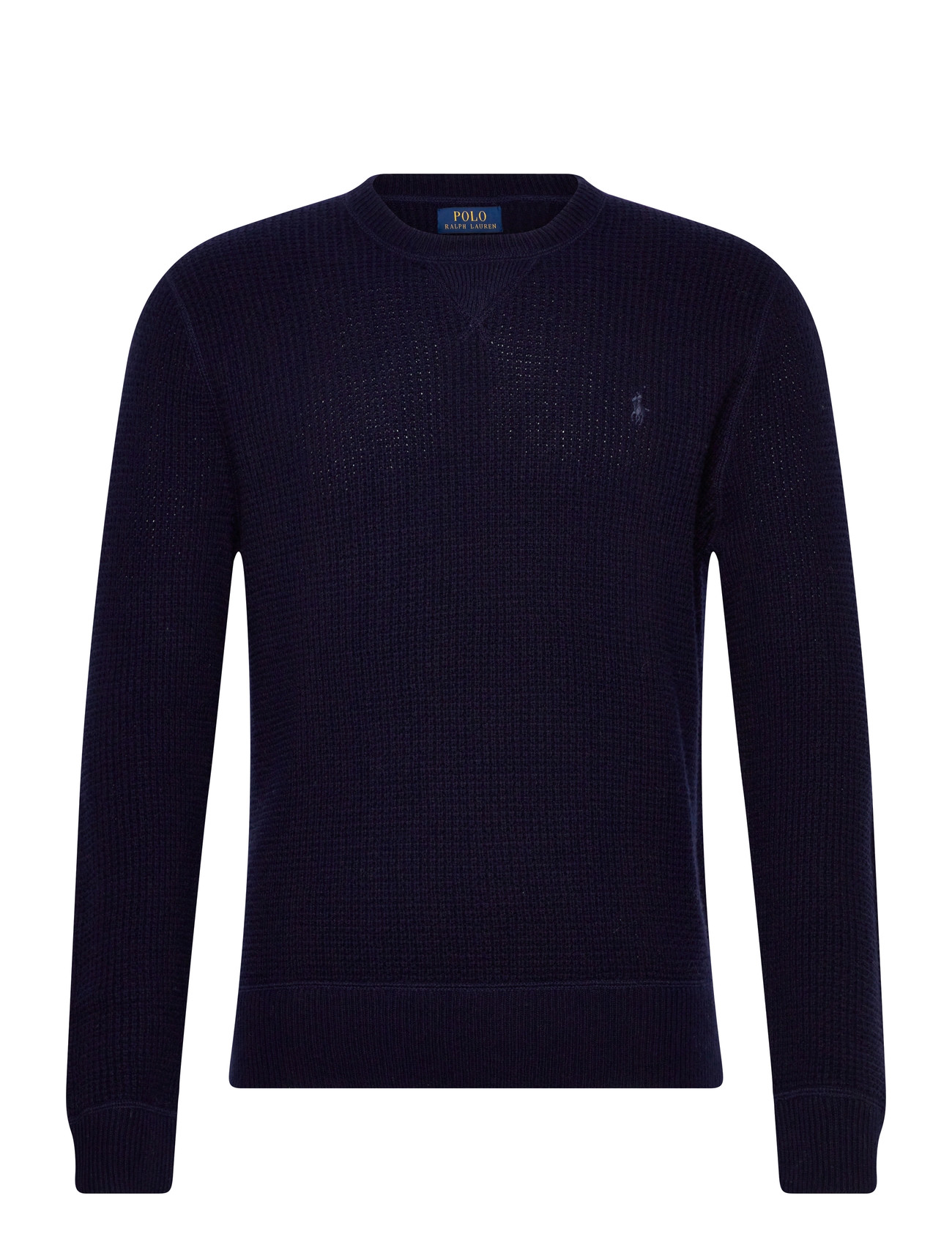 Polo Ralph Lauren Waffle-Knit Wool-Cotton Sweater, L, Navy, Strik > Runde Halse, Herre