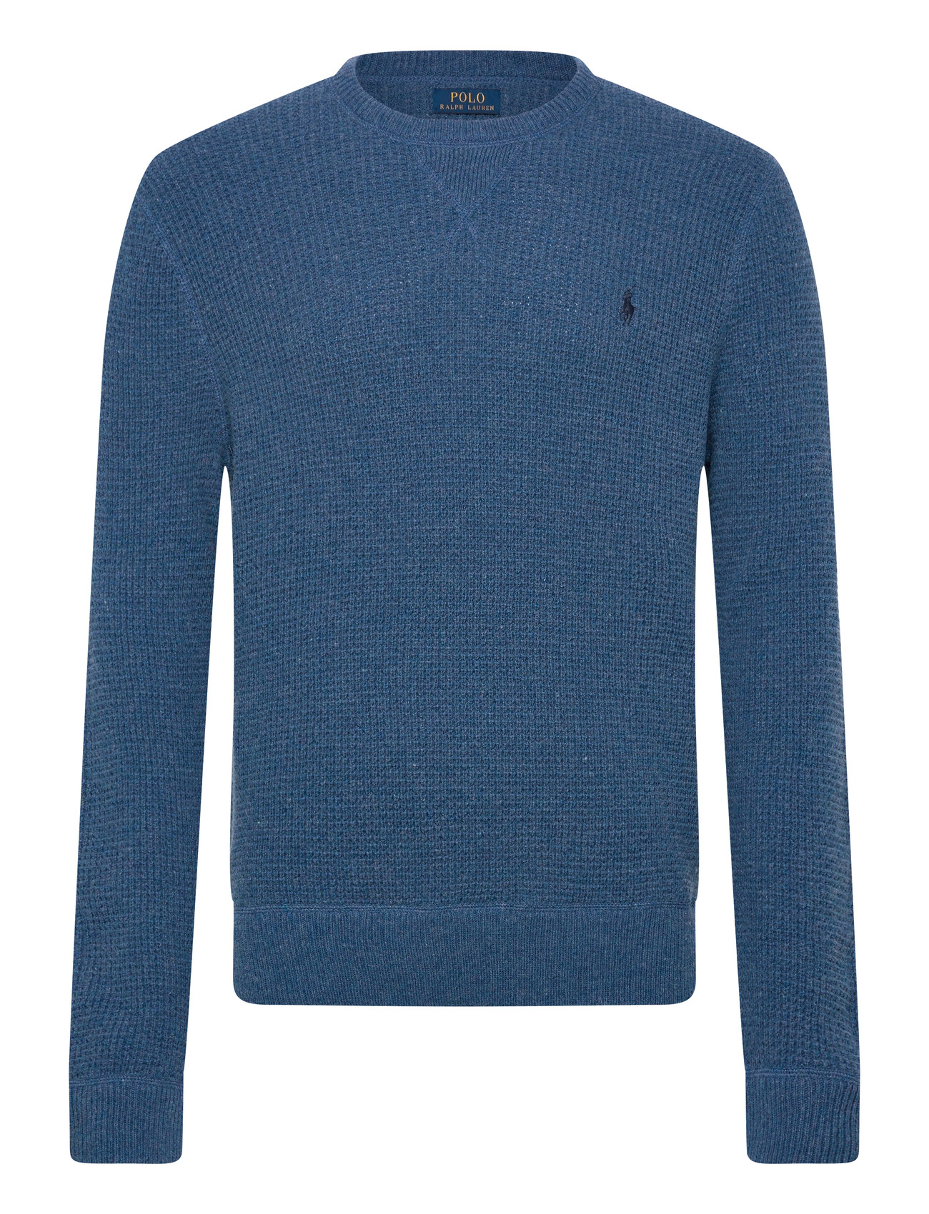 Polo Ralph Lauren Waffle-Knit Wool-Cotton Sweater, L, Blue, Strik > Runde Halse, Herre