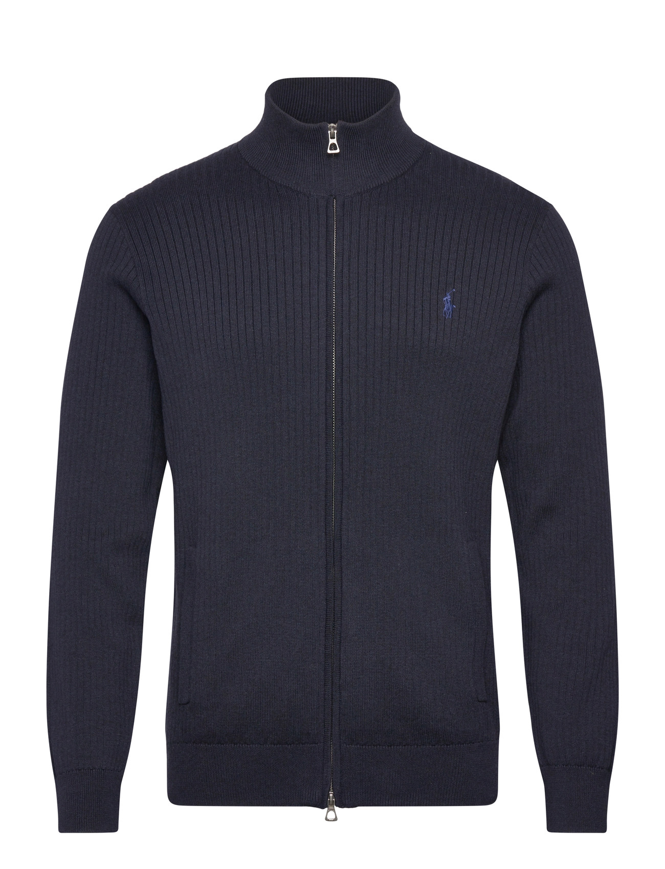 Polo Ralph Lauren Rib-Knit Cotton Full-Zip Sweater, XL, Navy, Strik > Trøjer Med Fuld Lynlås, Herre