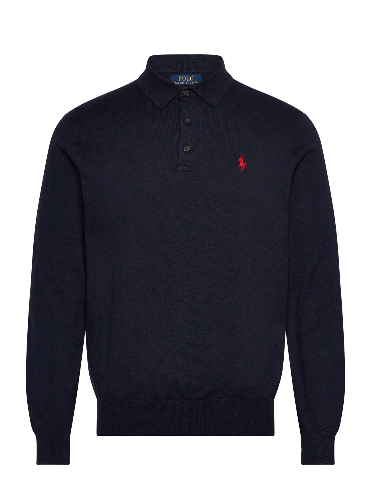 Polo Ralph Lauren Cotton Polo-Collar Sweater, XL, Navy, Poloer > Langærmede, Herre