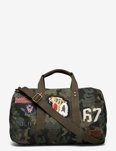 patchwork camo canvas duffel