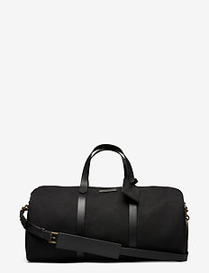 Leather-Trim Canvas Duffel - weekend bags - black/black