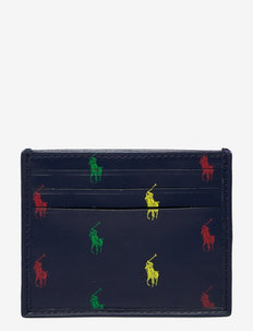 Signature Pony Leather Card Case - card holders - navy/multi
