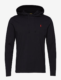 polo hoodie black and red