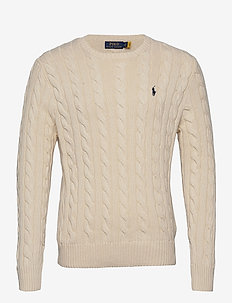 Cable-Knit Cotton Sweater - knitted round necks - andover cream