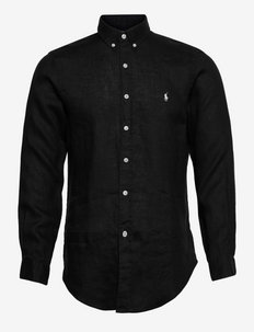 Slim Fit Linen Shirt - basic-hemden - polo black