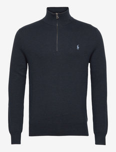 Cotton Mockneck Sweater - half zip-trøjer - navy heather