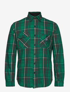 Classic Fit Denim & Supply Workshirt - geruite overhemden - 5478 green/grey m