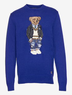Polo Bear Cotton Sweater - knitted round necks - heritage royal