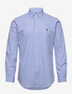 Custom Fit Striped Stretch Poplin Shirt - basic skjortor - 4655h light blue/