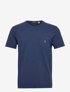 Custom Slim Cotton-Linen Pocket T-Shirt - perus t-paidat - light navy