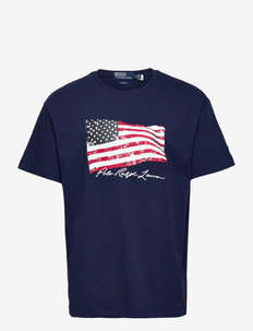 Classic Fit American Flag T-Shirt - t-shirts med tryck - newport navy