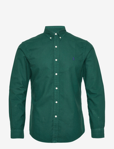 Slim Fit Garment-Dyed Oxford Shirt - basic overhemden - college green