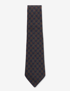Vintage-Inspired Neat Silk Tie - slipsar - navy