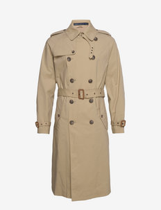 Stretch Cotton Trench Coat - trench coats - tan
