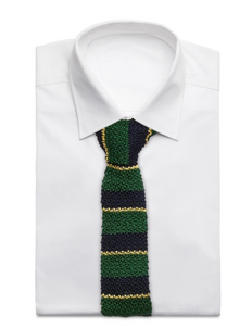 Striped Knit Silk Tie - slipsar - green/navy/gold