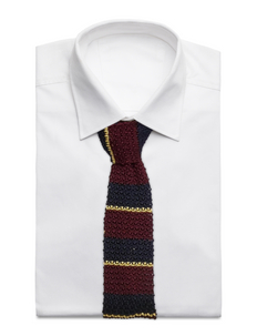 Striped Knit Silk Tie - ties - wine/navy/gold