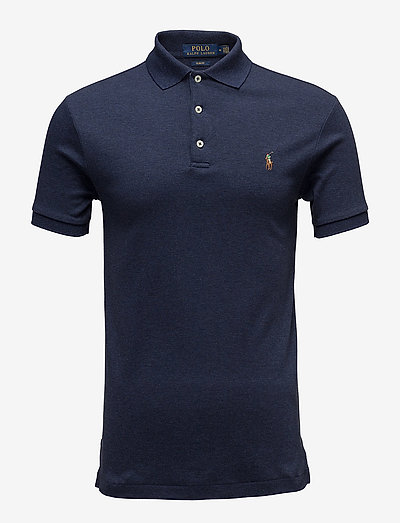 Slim Fit Soft Cotton Polo Shirt - kortærmede poloer - spring navy heath