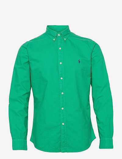 Slim Fit Garment-Dyed Oxford Shirt - basic krekli - cabo green