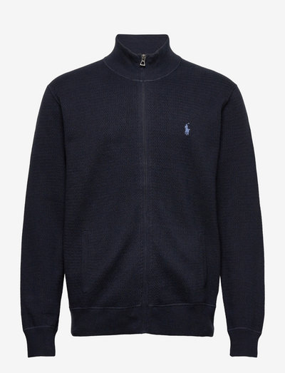 Cotton Full-Zip Sweater - full zip jumpers - navy heather