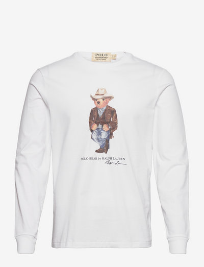 Custom Slim Fit Polo Bear T-Shirt - długi rękaw - cr21 white cowboy