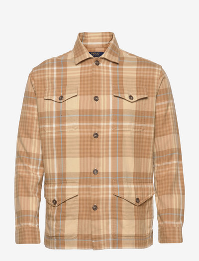 Plaid Flannel Shirt Jacket - odzież - 5513 brown/cream
