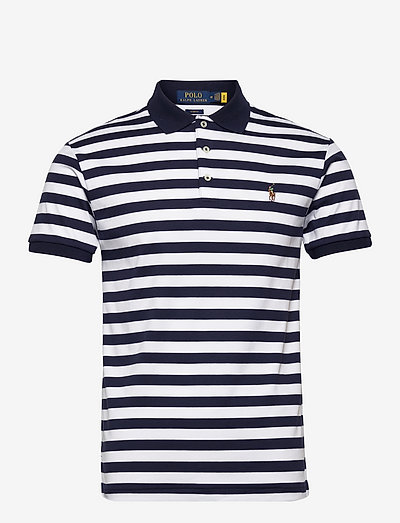 Slim Fit Striped Soft Cotton Polo Shirt - short-sleeved polos - french navy/white