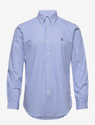 Custom Fit Striped Stretch Poplin Shirt - bolir - 4655h light blue/