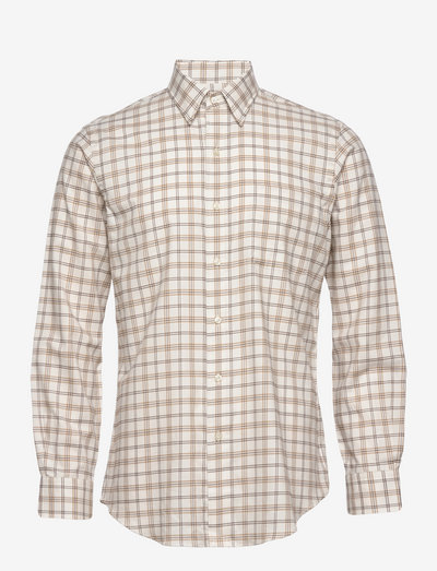 Custom Fit Glen Plaid Twill Shirt - koszule w kratkę - 5704 cream/brown