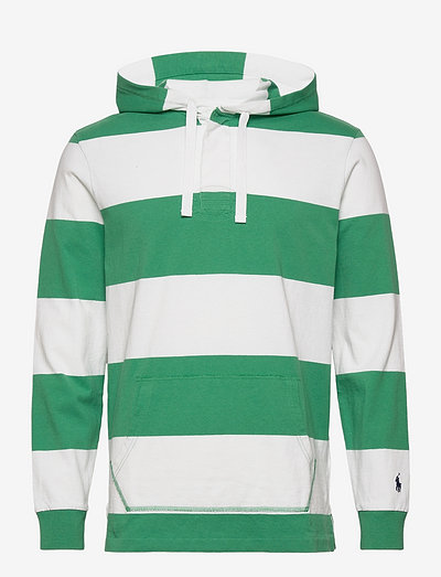 Striped Jersey Hooded Rugby Shirt - hoodies - raft green/classi