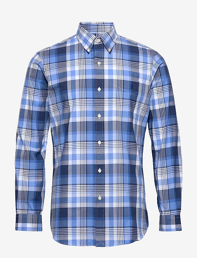 Custom Fit Plaid Stretch Poplin Shirt - frjálslegar skyrtur - 5695 blue multi