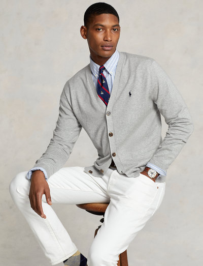 Polo Ralph Lauren Cotton V-neck Cardigan (Andover Heather/Grey) - 199 ...