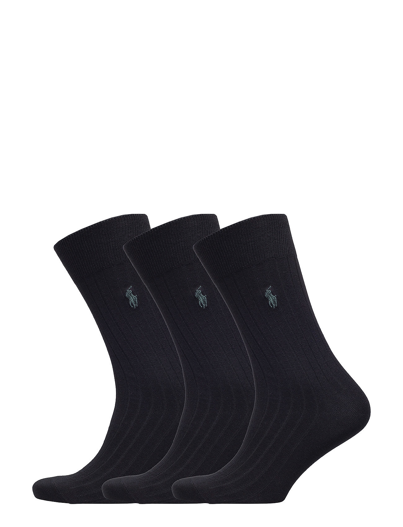 Ribbed Crew Sock 3-Pack Underwear Socks Regular Socks Black Polo Ralph Lauren Underwear