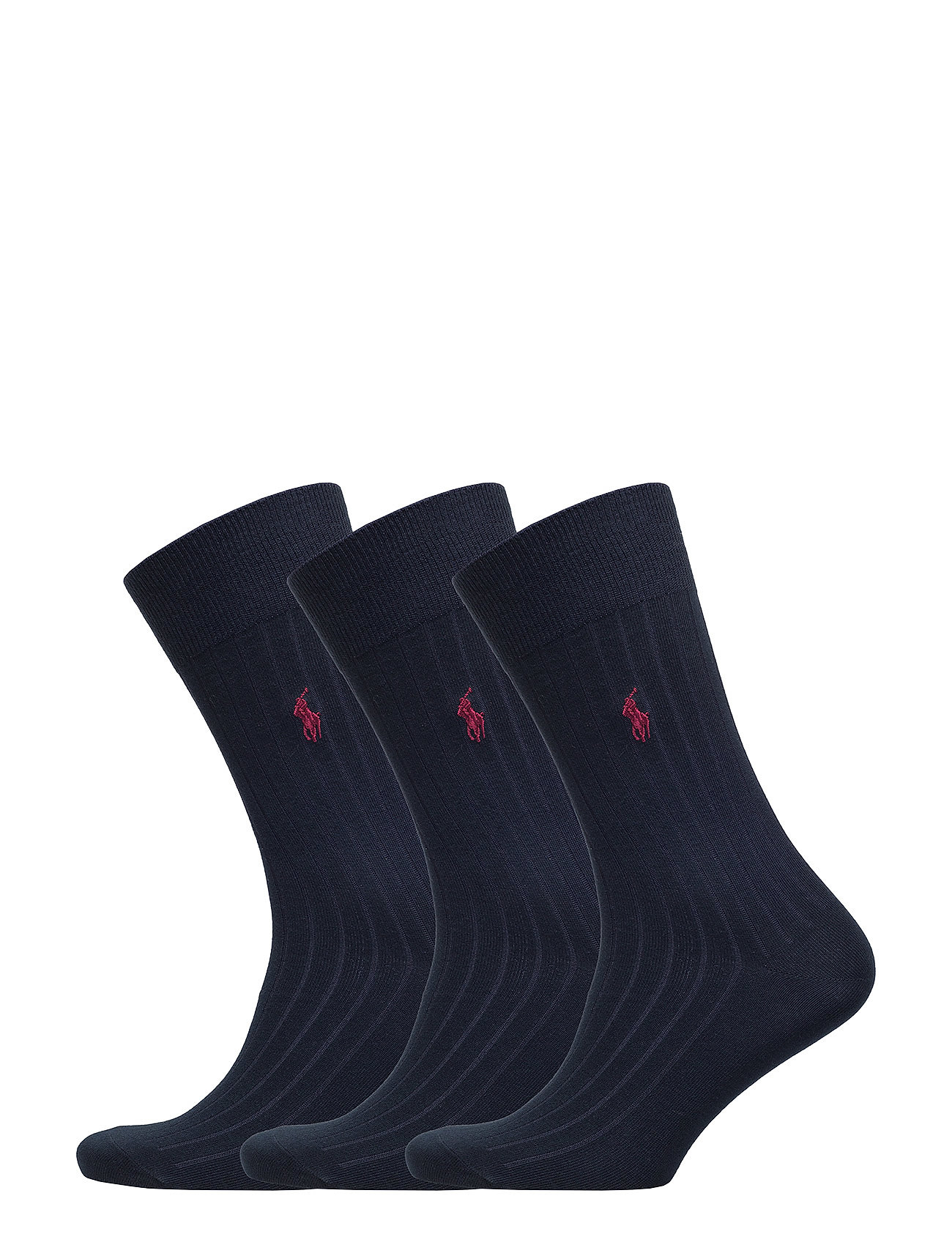 Ribbed Crew Sock 3-Pack Underwear Socks Regular Socks Blue Polo Ralph Lauren Underwear