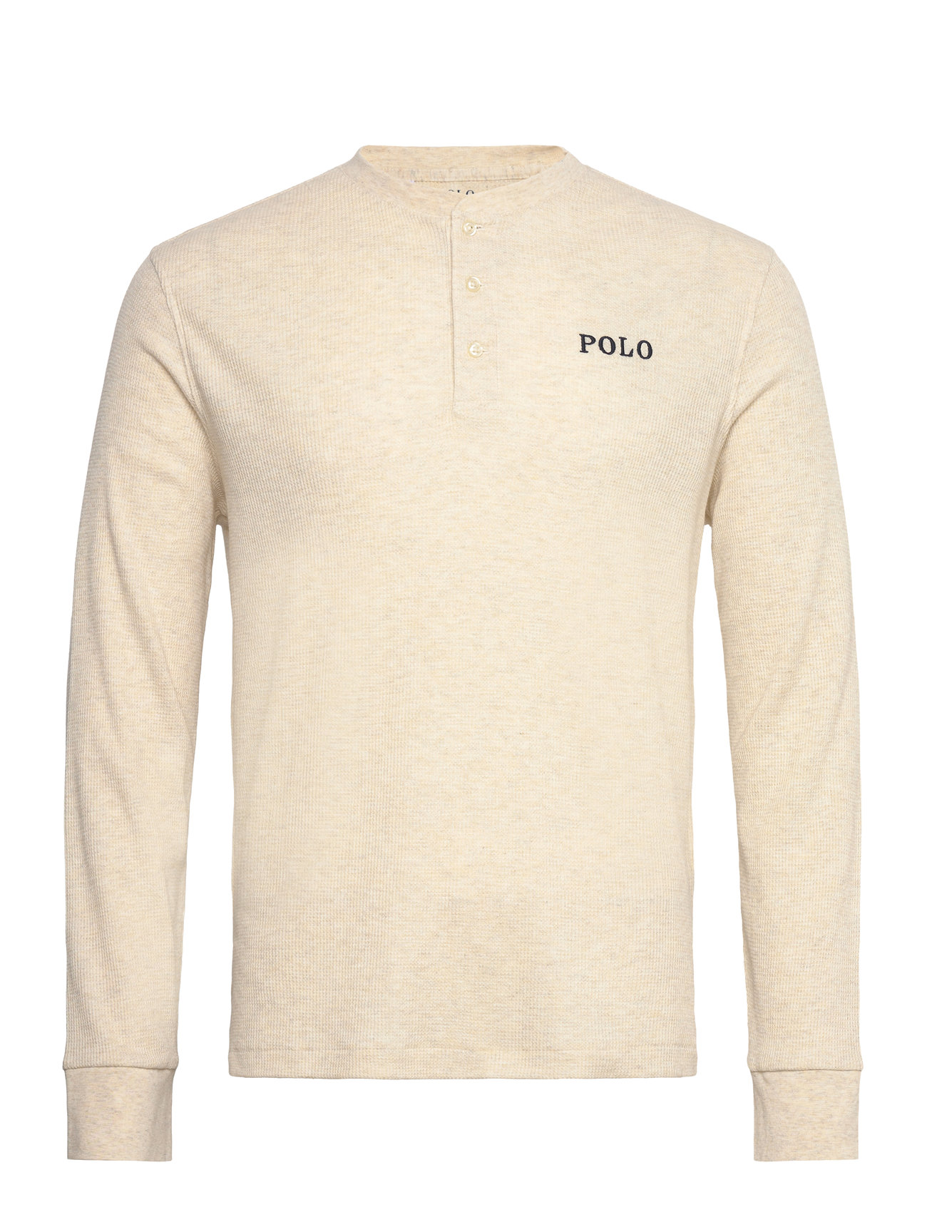Waffle-Knit Henley Sleep Shirt Underwear Night & Loungewear Pyjama Tops Cream Polo Ralph Lauren