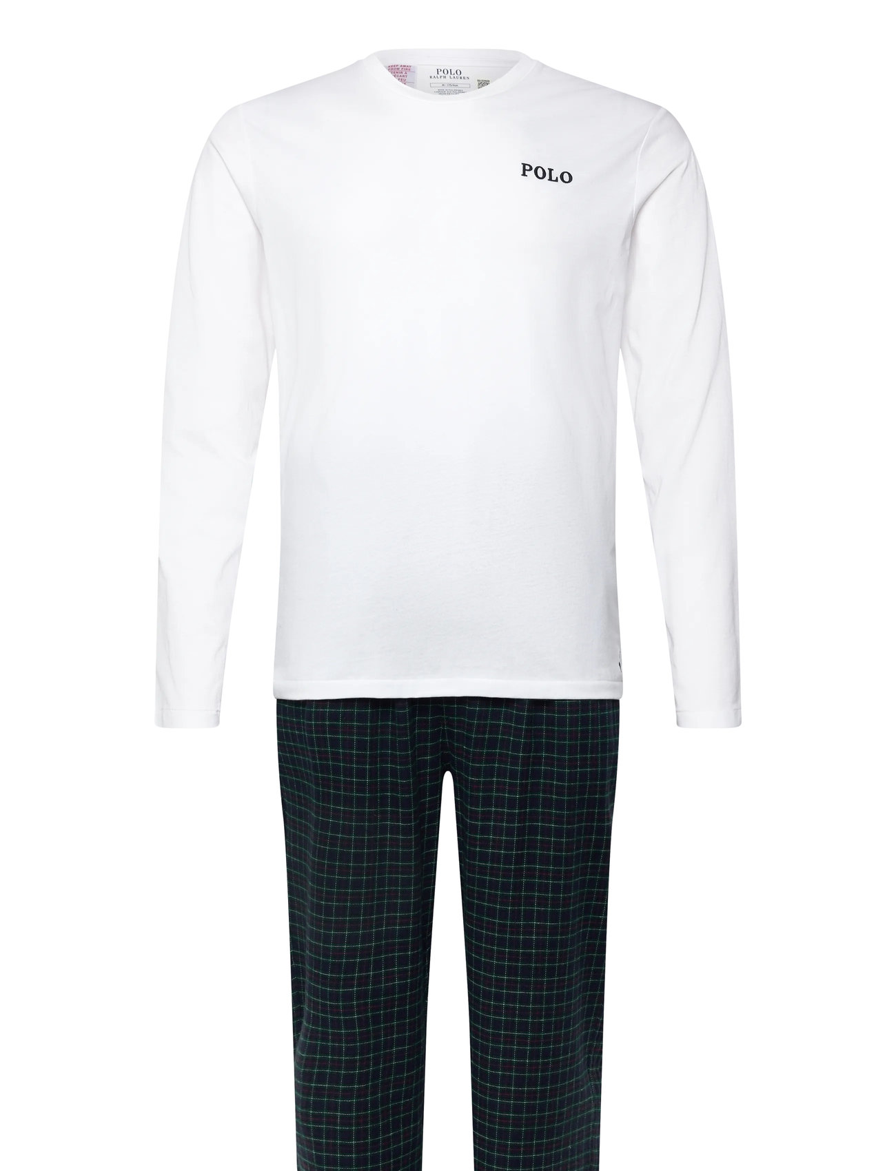 Polo Ralph Lauren Cotton Jersey & Plaid Flannel Sleep Set, XXL, White, Nat- Og Opholdstøj > Pyjamas, Herre