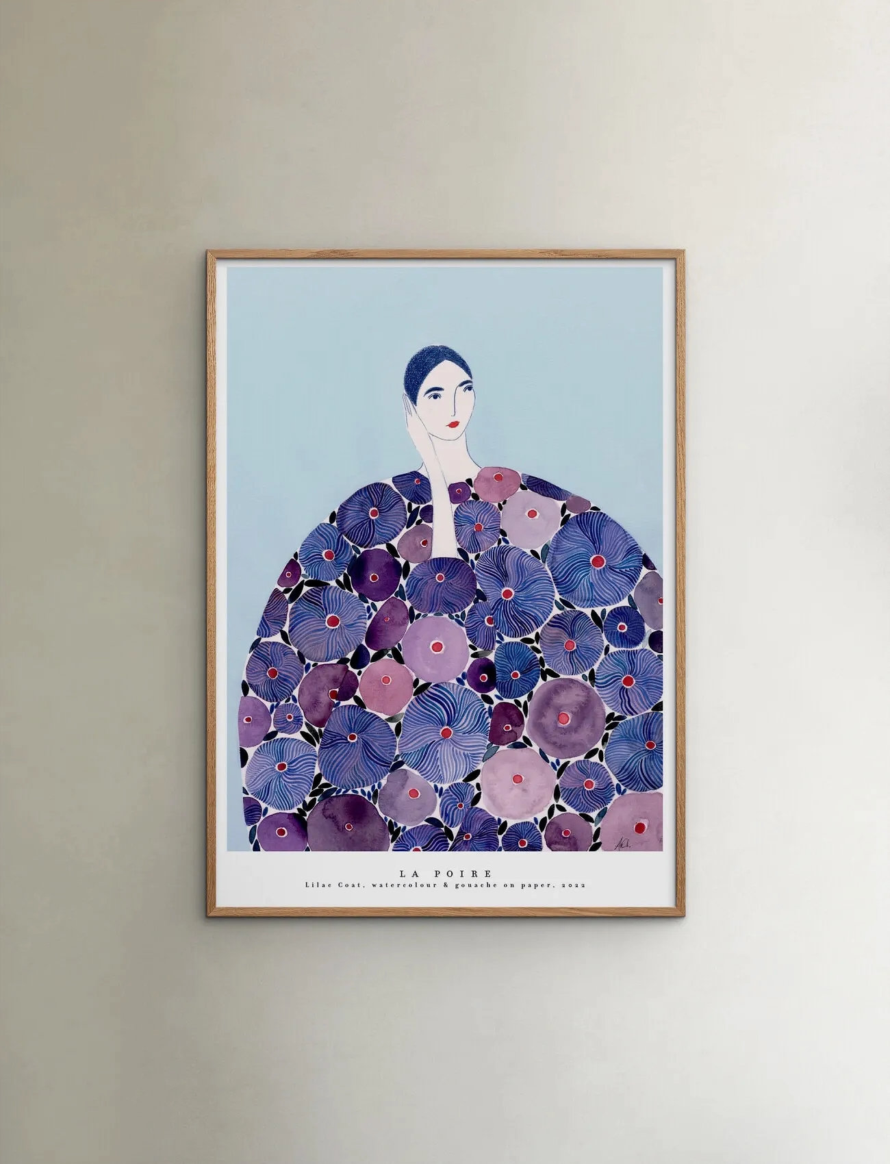 Poster & Frame Lilac Coat, 70X100 cm, Purple, Plakater > Illustrationer, Unisex
