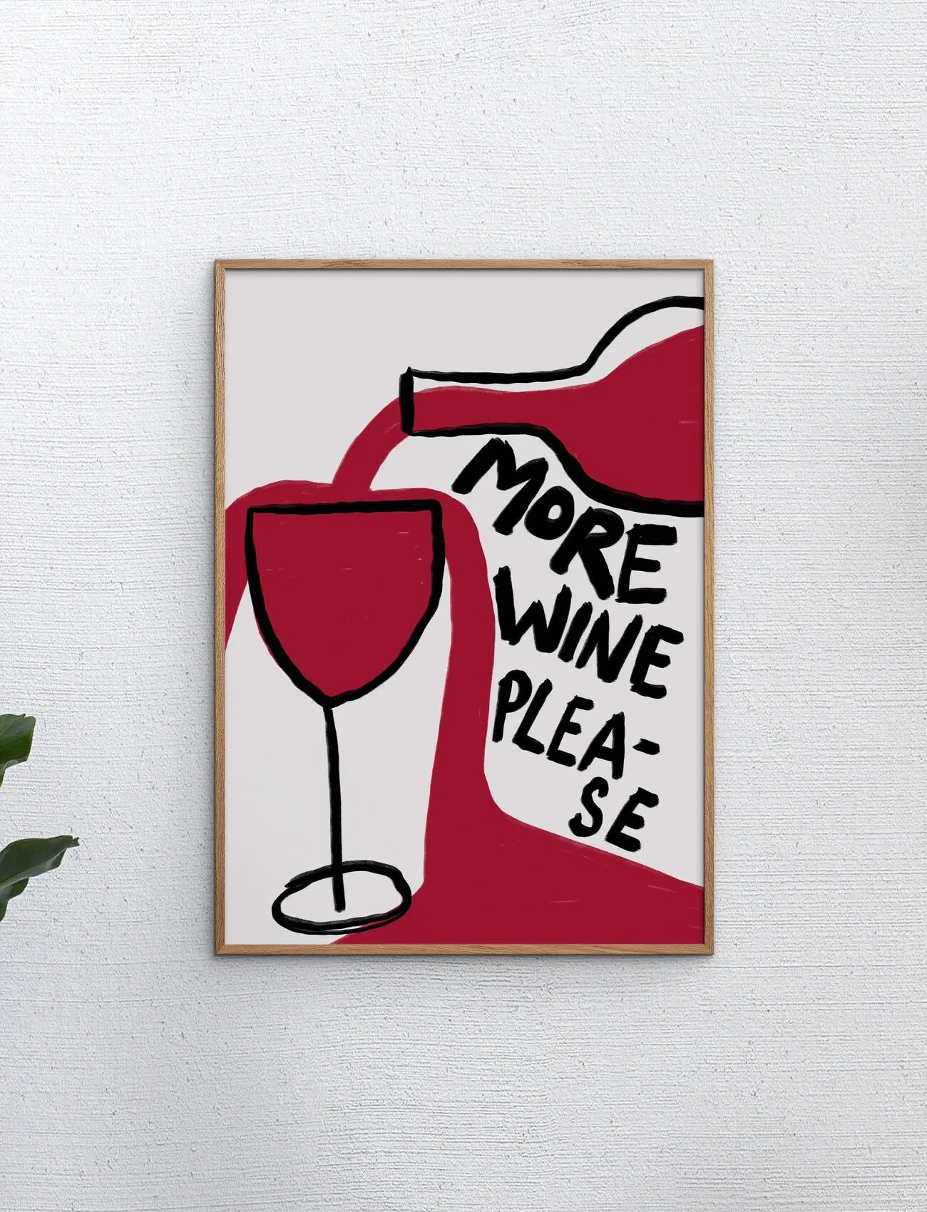 Poster & Frame Athene Fritsch - More Wine Please, 70X100 cm, Red, Plakater > Illustrationer, Unisex