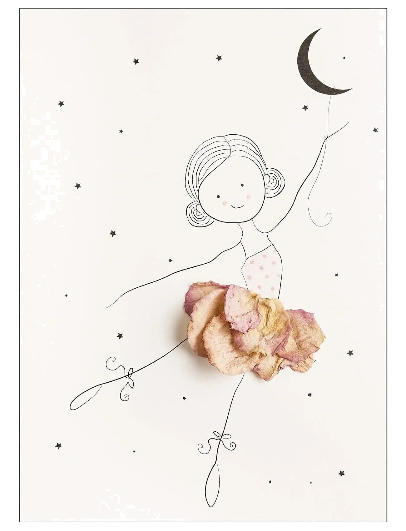 Poster & Frame Mette Handberg - Ballerina Ella, 50X70 cm, Black, Plakater Og Rammer > Plakater, Børn