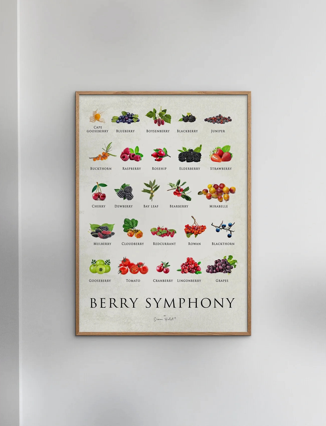 Poster & Frame Simon Holst - Berry Symphony, 70X100 cm, Multi/patterned, Plakater > Mad, Unisex