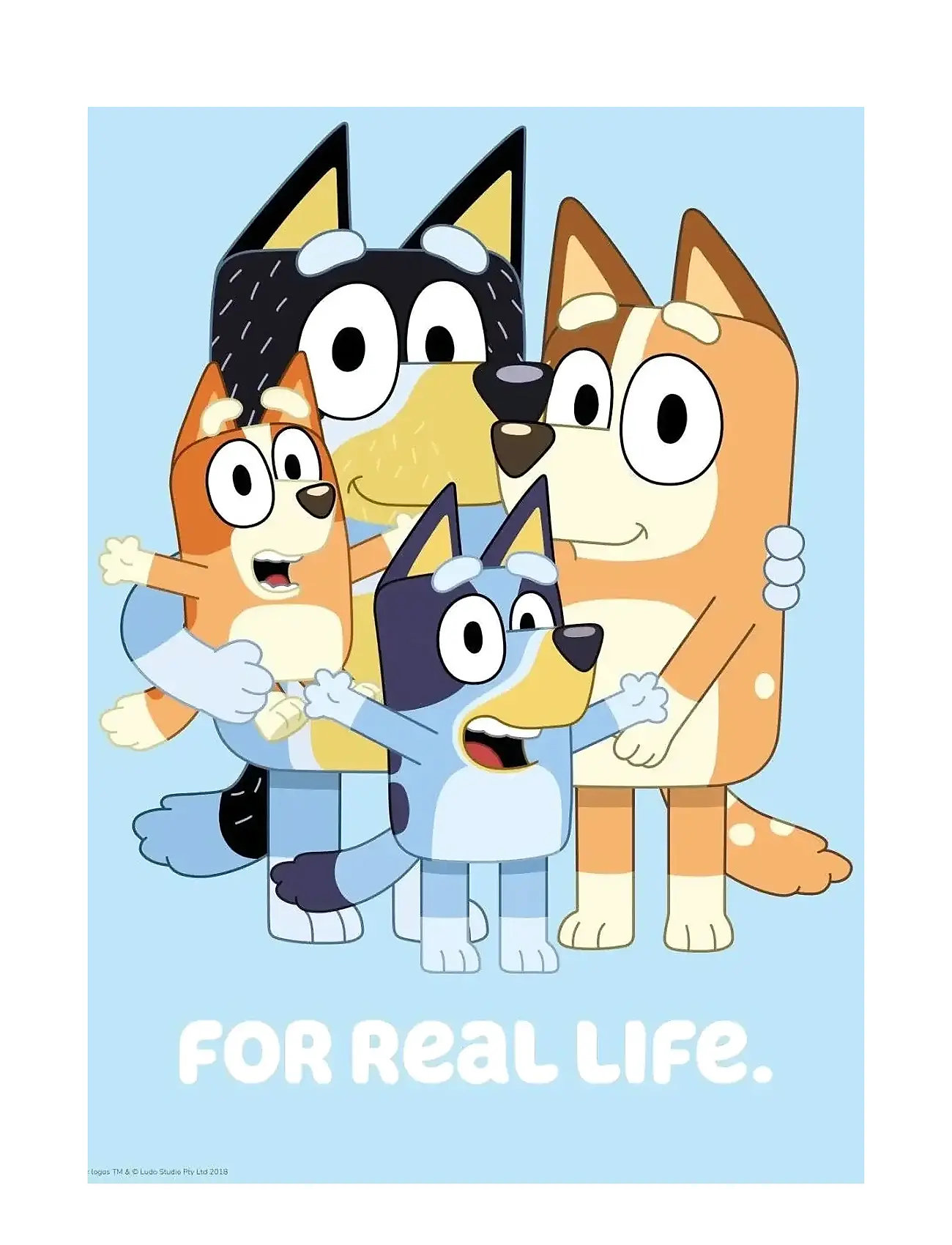 Poster & Frame Bluey - Family For Real Life, 50X 70 cm, Blue, Plakater Og Rammer > Plakater, Børn