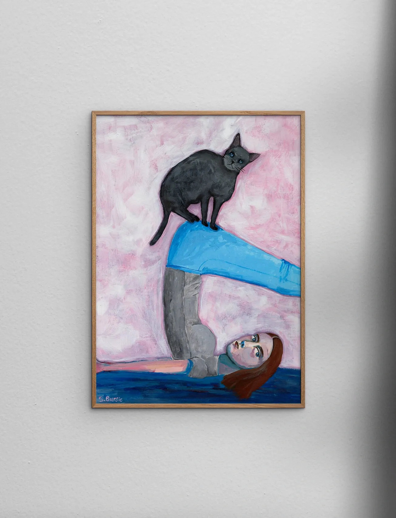 Poster & Frame Sharyn Bursic - Yoga With My Cat, 70X100 cm, Multi/patterned, Plakater > Illustrationer, Unisex