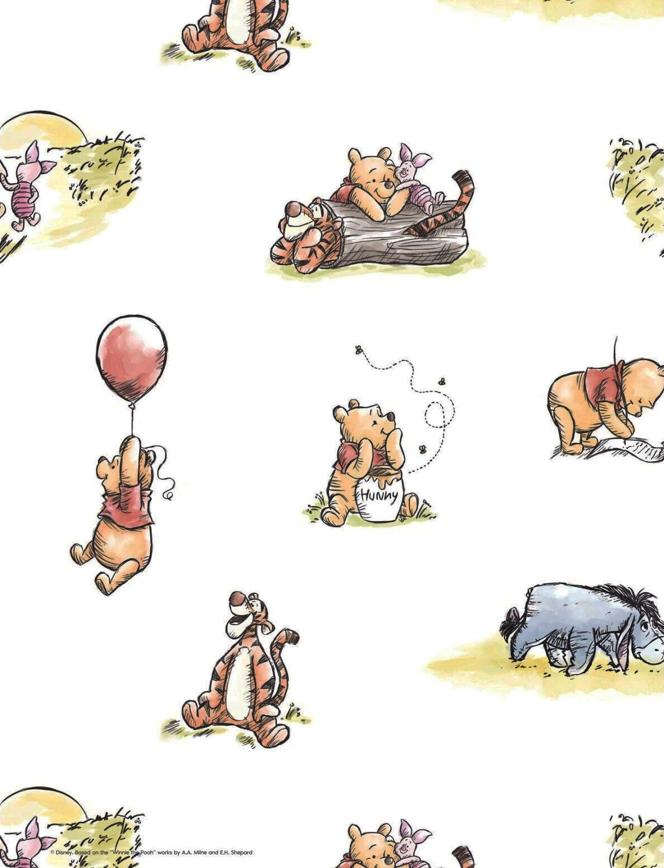 Poster & Frame Disney - Winnie The Pooh Classic Pattern, 50X 70 cm, Multi/patterned, Plakater Og Rammer > Plakater, Børn