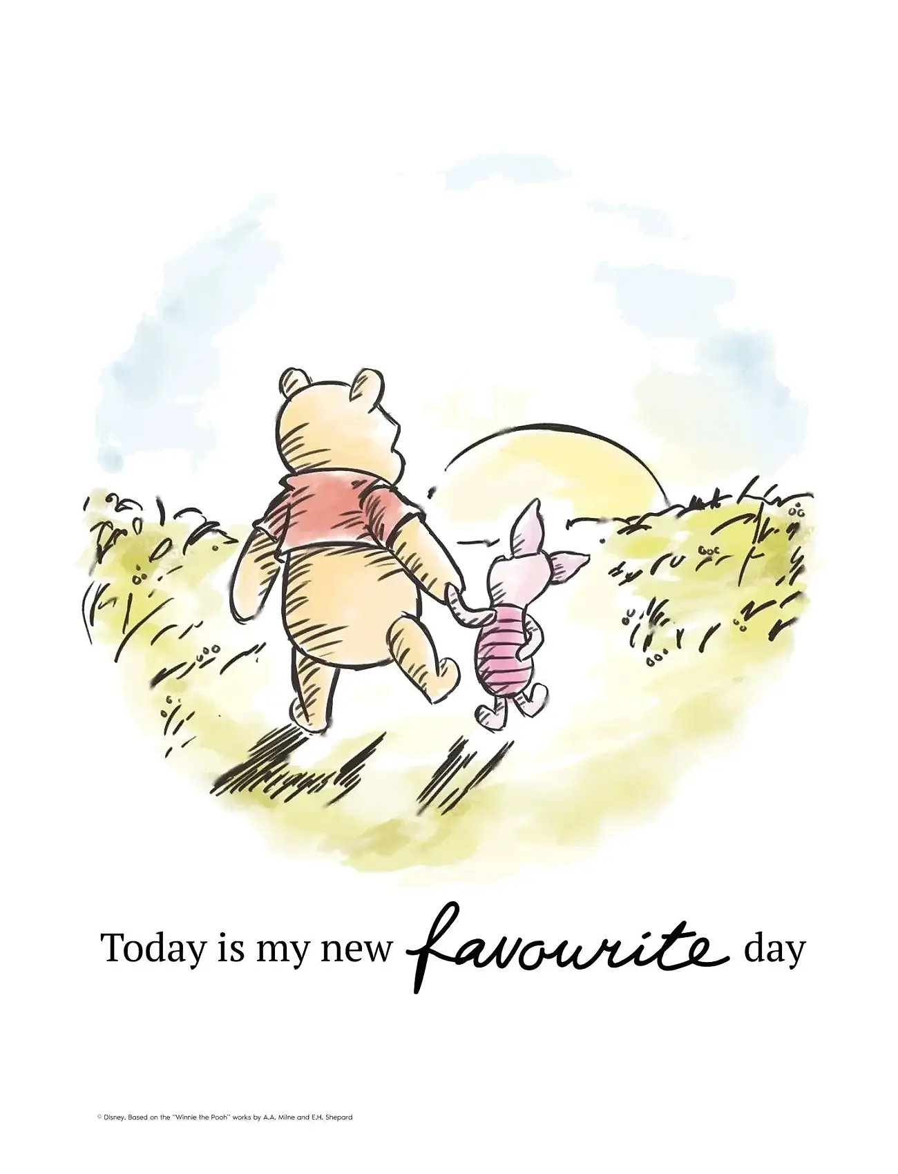Poster & Frame Disney - Winnie The Pooh - Friendship Sunset, 50X 70 cm, Beige, Plakater Og Rammer > Plakater, Børn
