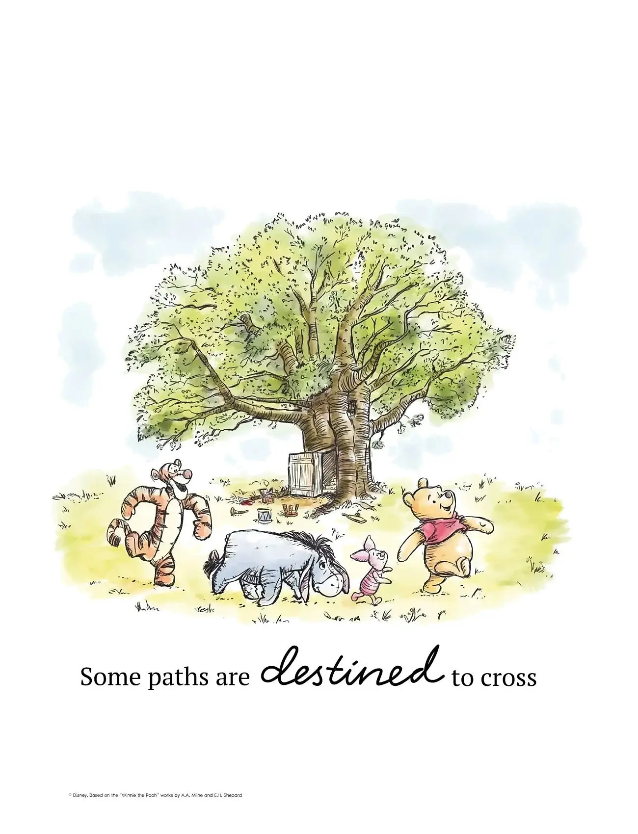 Poster & Frame Disney - Winnie The Pooh - Tree Gathering Print, 50X 70 cm, Multi/patterned, Plakater Og Rammer > Plakater, Børn