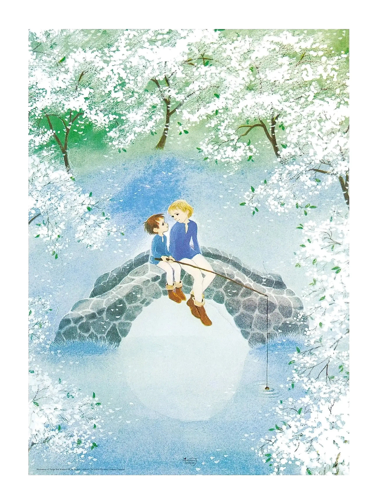 Poster & Frame Astrid Lindgren - Fishing - The Borthers Lionheart, 50X70 cm, Blue, Plakater Og Rammer > Plakater, Børn